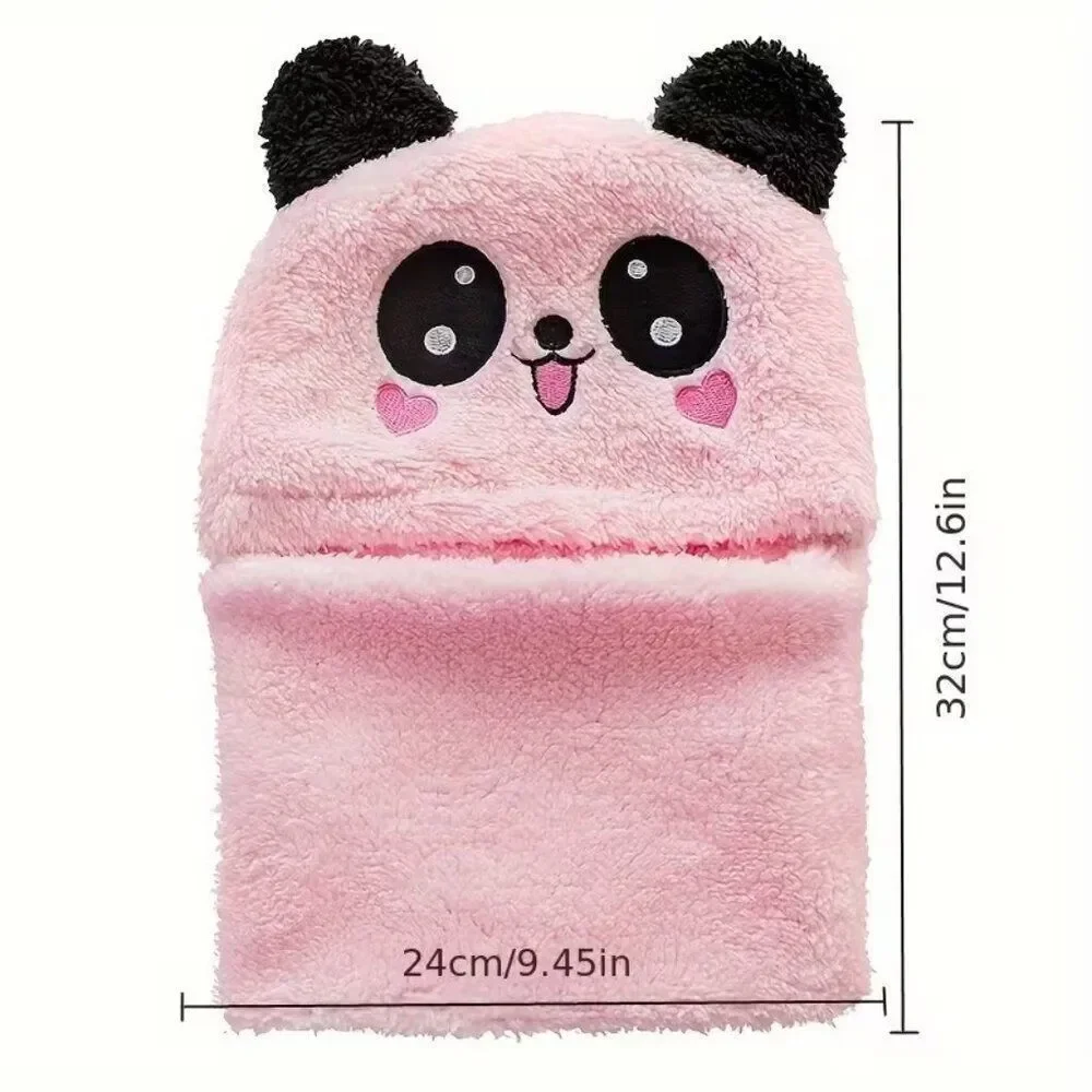 Soft & Stretchy Cozy Cartoon Animal Ear Beanie Winter Hat w Neck Warmer 3-12yr